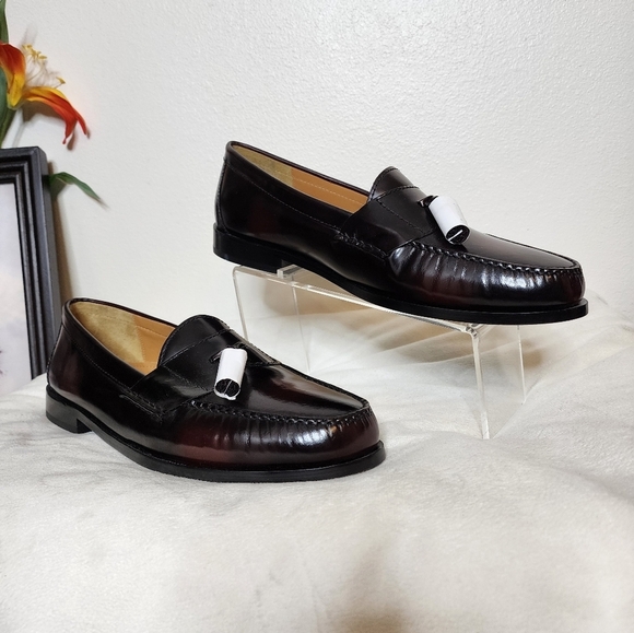 BRAND NEW Cole Haan Mens Pinch Penny Loafers Two Tone Brown Slip On Tassels Chic - Picture 2 of 16